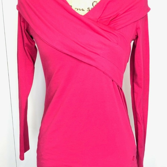 Athleta Pink Wrap Fitted Top Small/Medium - Picture 2 of 8